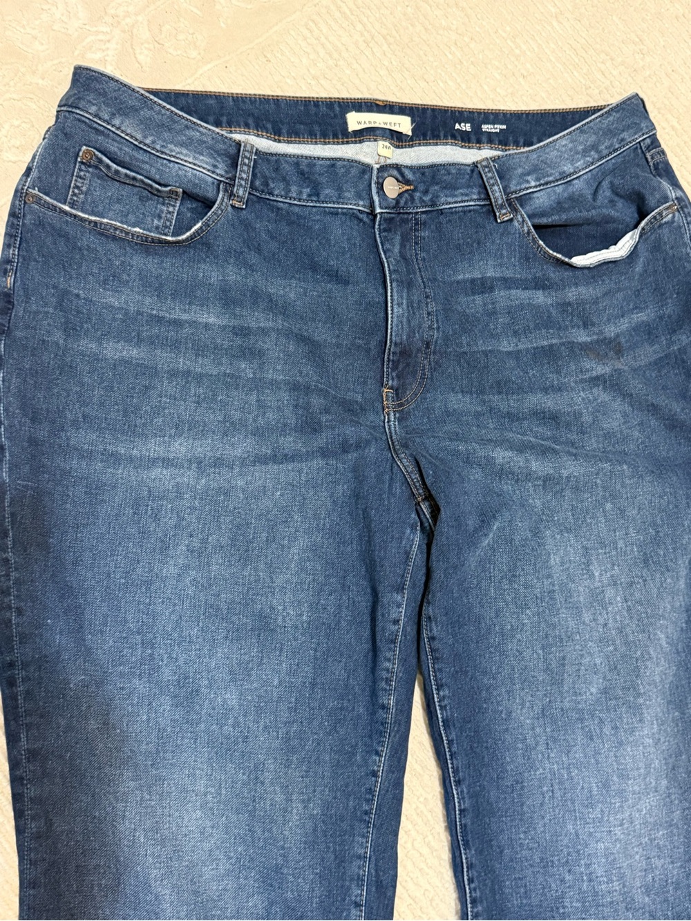 Warp + Weft Women's Straight Leg Jeans in Medium Blue - Picture 4 of 7